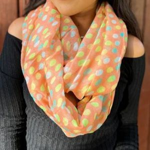 Polka Dots Coral Lightweight Infinity Scarf